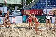 Deutsch: Beachhandball Europameisterschaften 2019 (Beach handball Euro); Tag 5: 6. Juli 2019 – Frauen, Halbfinale, Kroatien-Dänemark 1:2 (12:19, 17:10, 4:7) English: Beach handball Euro; Day 5: 6 July 2019 – Semifinal Men – Croatia-Denmark 1:2 (12:19, 17:10, 4:7)