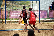 Deutsch: Beachhandball bei den Olympischen Jugendspielen 2018; Tag 6, 11. Oktober 2018; Jungen, Platzierungssspiel Ränge 11-12 – Paraguay-Mauritius 2:0 English: Beach handball at the 2018 Summer Youth Olympics at 11 October 2018 – Boys Placement Match 11-12 – Paraguay-Mauritius 2:0