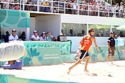 Deutsch: Beachvolleyball bei den Olympischen Jugendspielen 2018; Tag 8, 14. Oktober 2018; Mädchen, Achtelfinale – Mexiko-China 0:2 (15–21/16–21) English: Beach volleyball at the 2018 Summer Youth Olympics at 14 October 2018 – Girls Round of 16 – Mexico-China 0:2 (15–21/16–21)