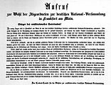 “Aufruf zur Wahl der Abgeordneten zur deutschen Nationalversammlung in Frankfurt am Main”, Wien, 20. April 1848.