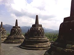 Borobudur Stupas from the ninth levels