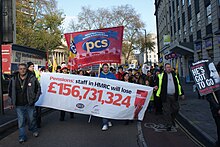Protesters in Bristol during the 2011 public sector strikes Bristol public sector pensions march in November 2011 14.jpg