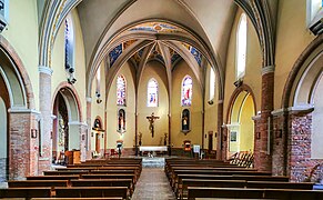Bruguières, Haute-Garonne, France. The nave and choir of Saint-Martin Church.