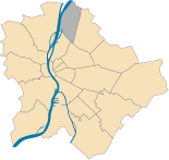 Mapa da Hungria, posição do IV distrito de Budapeste (Újpest) em destaque