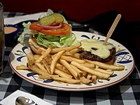 French fries served with a hamburger