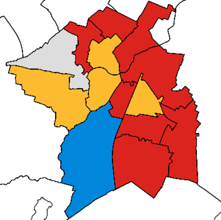 The election result shown geographically.