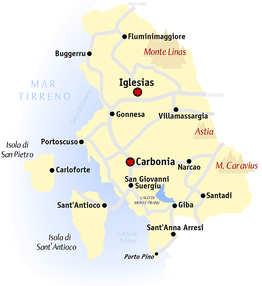 Kaart van Carbonia-Iglesias (CI)