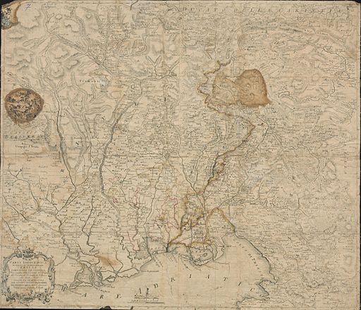 Carta topografica di tuto il territorio del Friuli Goriziano ed Udinese Fra i confini della Carintia, del Cragno, del Triestino, del Trevisano, del Bellunese colle Strade, e Poste 1798