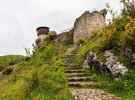 Way up to the Petrelë Castle, near Tirana, central Albania.