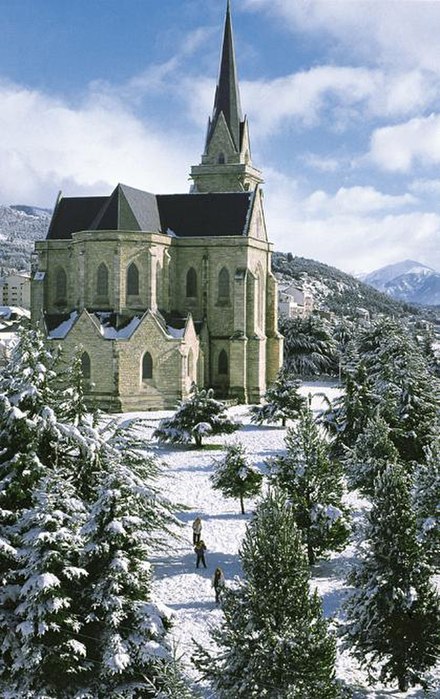 The Neo-Gothic Cathedral of San Carlos de Bariloche had its structure completed in 1947.