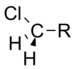 R'ye bağlı bir klorometil grubu.