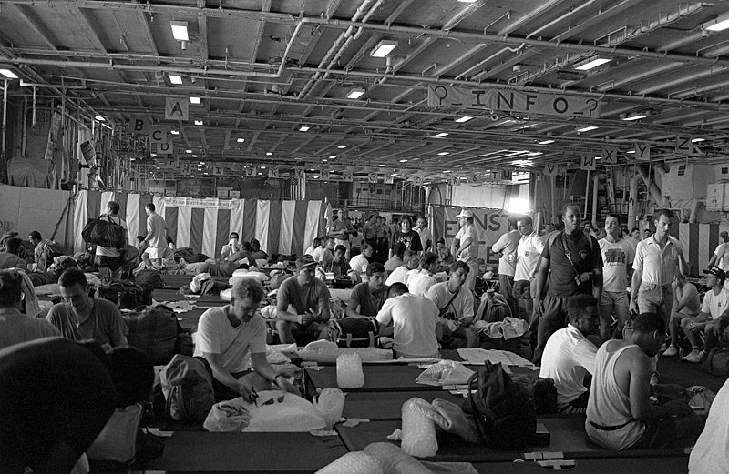 File:Clark Air Base and Subic Bay refugees aboard USS Midway (CV-41), June 1991.jpg