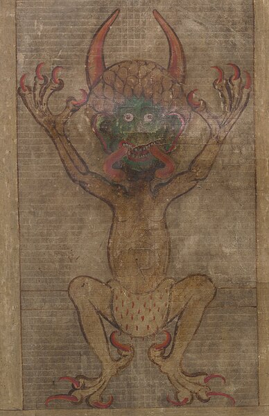 Illustration of the Devil on folio 290 recto of the Latin, Bohemian Codex Gigas, dating to the early thirteenth century