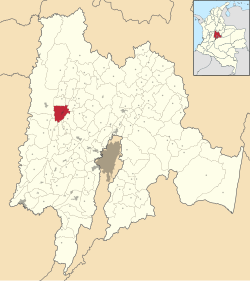 Location of the town and municipality of Villeta in Cundinamarca Department.