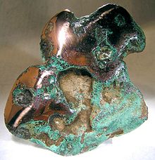 13-oz. nugget of native copper, Keweenaw County, Michigan. Size 9.5 x 8.6 x 1.7 cm. Copper-24459.jpg