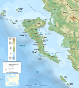 Corfu Island topographic map