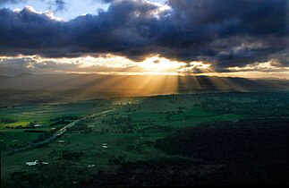 Crepuscular rays at Black Mountain Tower, Canberra