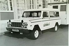 The Land Master, registration OTA114W, operated by Devon & Cornwall Police, registered in April 1981. DCP LandMaster.jpg