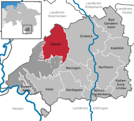 Dassel beliggenhed i Landkreis Northeim