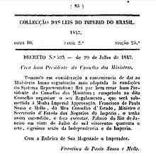 Primeiro-Ministro do Brasil em 20 de Julho de 1847.