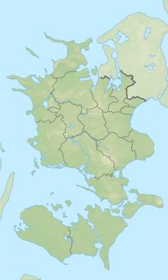 Mapa konturowa Zelandii, u góry po prawej znajduje się punkt z opisem „Eskilsø”