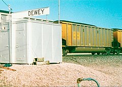 Freight rail building in Dewey