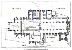 Mid 18th century floor plan Dublin, St.Patrick's Cathedral plan.jpg