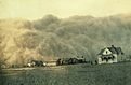 Effets du Dust Bowl : tempête de poussière dans le Texas en 1935.