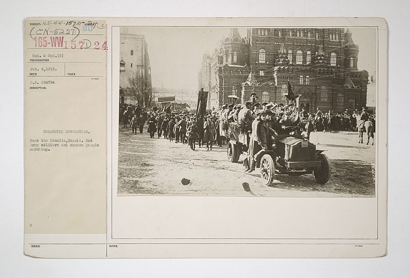 File:Enemy Activities - Arrests of Alien Enemies - Bolsheviks in Russia - Bolshevik Revolution. Hear the Kremlin, Russia. Red Army soldiers and common people marching - NARA - 31477962.jpg