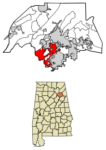 Etowah County Alabama Incorporated and Unincorporated areas Rainbow City Highlighted 0163288.svg