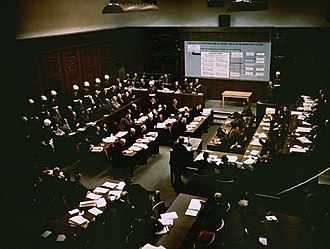 Evidence about the Nazi Ernst Kaltenbrunner's war crimes is presented at the Nuremberg trials Evidence about Ernst Kaltenbrunner's crimes is presented at the International Military Tribunal.jpg