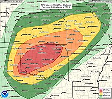 The Storm Prediction Center Severe Weather Outlook on February 26, 2023 February 26, 2023 SPC Severe Weather Outlook.jpg