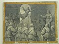 Assisi, Sacro Convento, San Francesco appare al Capitolo di Arles alla presenza di sant'Antonio di Padova (1564), pittura monocroma ad affresco di Dono Doni e figlio Lorenzo, già nel chiostro di Sisto IV.