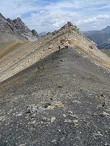 The summit of the Fuorcla da Tschitta.