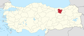 Gümüşhanská provincie na mapě Turecka