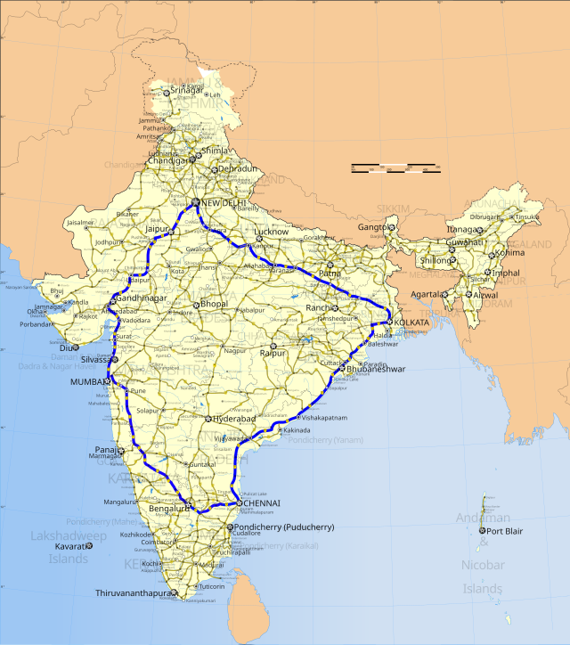 Hyderabad To Jaipur Distance By Road Golden Quadrilateral - Wikipedia