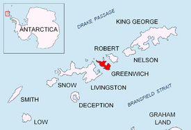 Розташування Гринвіча в районі Південних Шетландських островів.