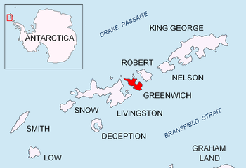 Location of Greenwich Island in the South Shetland Islands. Greenwich-Island-location-map.png