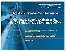 Global Trade Exchange (GTX) as presented by Northrop Grumman, at a U.S. Government-sponsored Trade and Investment Seminar, Amman, Jordan, 2008 Gtx cover.jpg