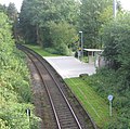 Der Haltepunkt Neue Mühle-Mesch an der Ravensberger Bahn in Rödinghausen-Schwenningdorf, Kreis Herford