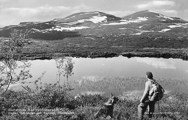 File:Hiker looking at Skarsfjället mountains, Härjedalen, Sweden (32371037273).jpg