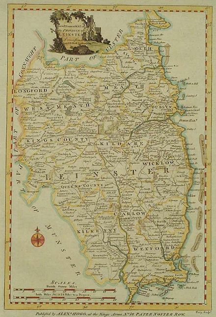 Le Leinster cartographié en 1784 par Alexander Hogg.