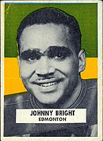 Johnny Bright, the only player to have his number retired at Drake Johnny bright generalmills card 1959.jpg