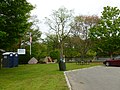 Bruce E. Johnston, III Memorial Park, abutting Johnson's Pond in Raynham, Massachusetts. Detailed view from east.