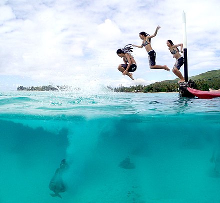 Jumping into the water