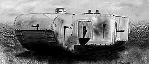 Prototyp supertěžkého tanku K-wagen (předek tanku je vpravo)