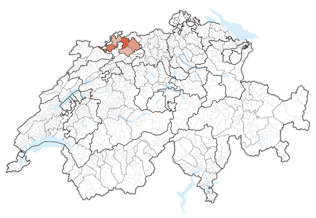 Map of Switzerland, location of کانتون بازل-لاندشافت highlighted