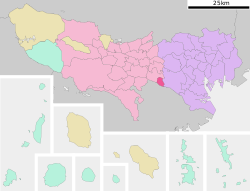 Location of Komae in Tokyo
