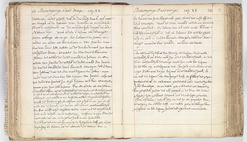 File:Korte verhandeling van God, de mensch, en deszelvs welstand - KB 75 G15 - folios 076v (left) and 077r (right).jpg