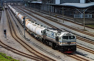 A KTMB Class 26 is resting with its cement train at Ipoh station. Ktmb class 26 ipoh.jpg